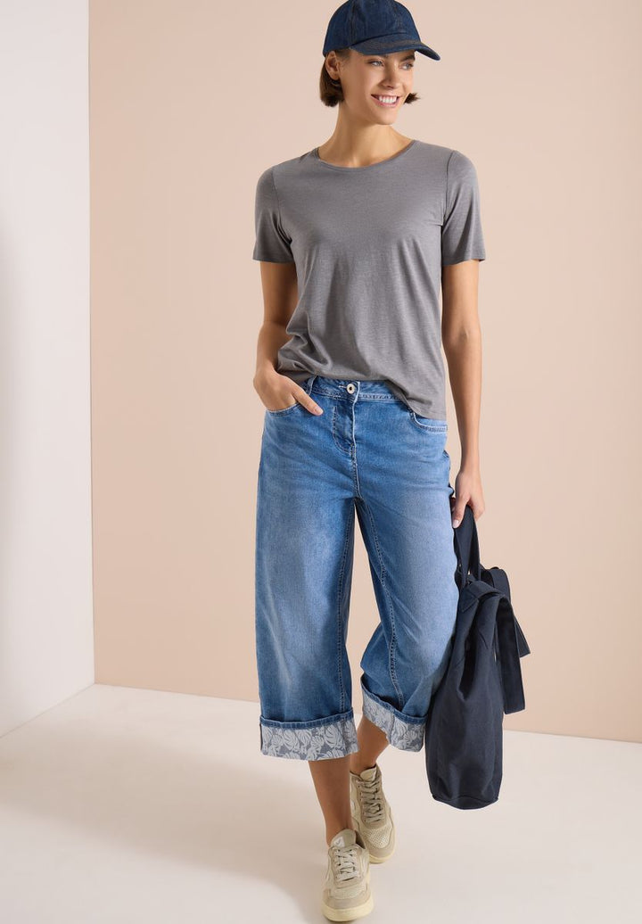 7/8 Wide Leg Jeans mit Turn-Up-Detail