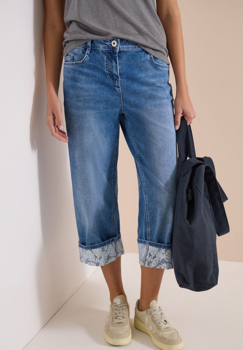 7/8 Wide Leg Jeans mit Turn-Up-Detail