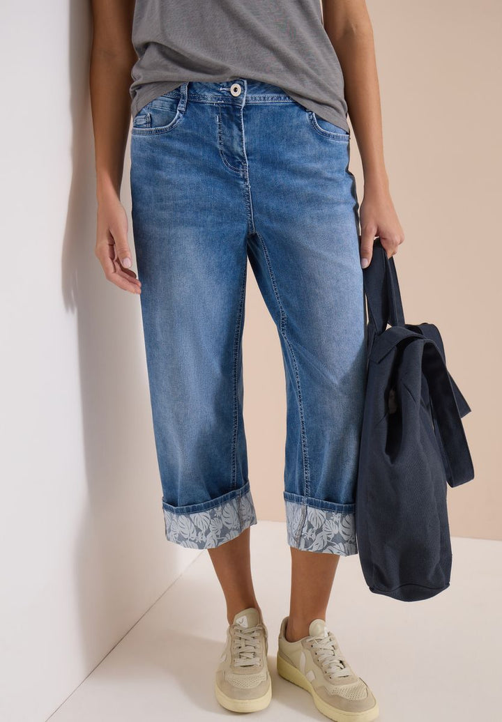 7/8 Wide Leg Jeans mit Turn-Up-Detail