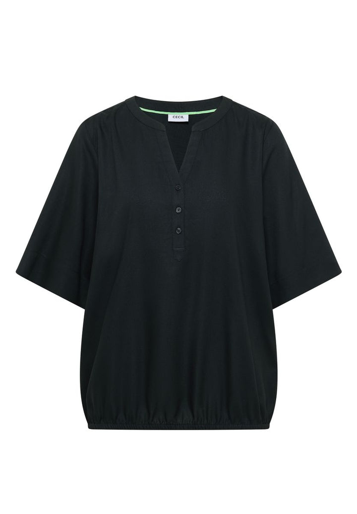 Kurzarm Bluse mit Split Neck