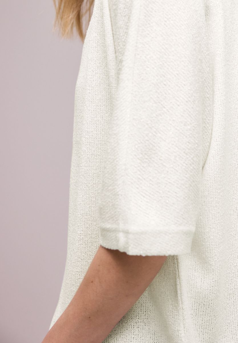 Kurzarm Jacke im Strick-Look mit Glitzer