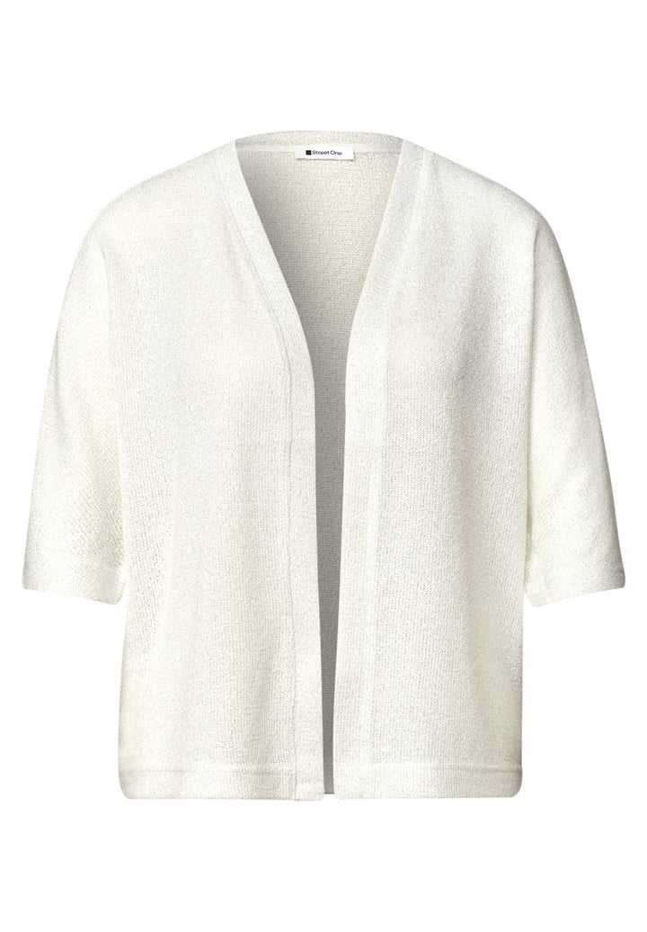 Kurzarm Jacke im Strick-Look mit Glitzer