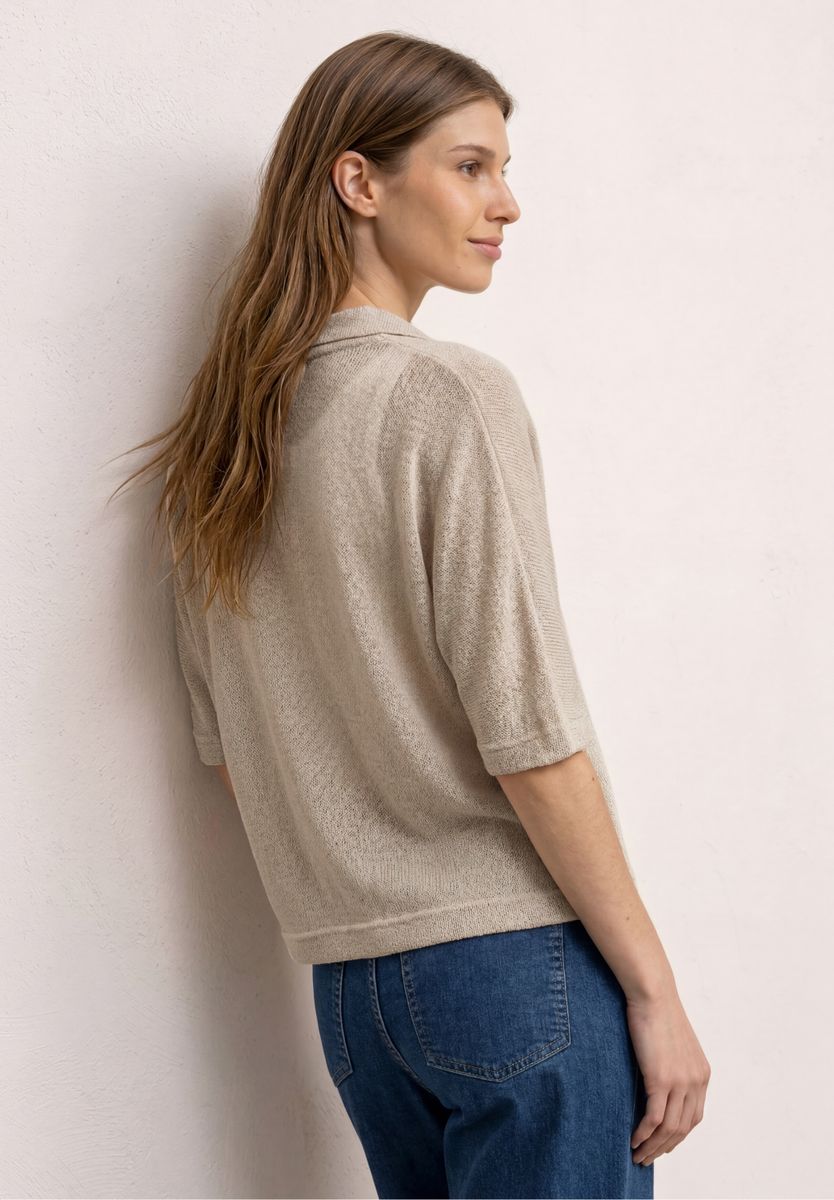 Kurzarm Jacke im Strick-Look mit Glitzer