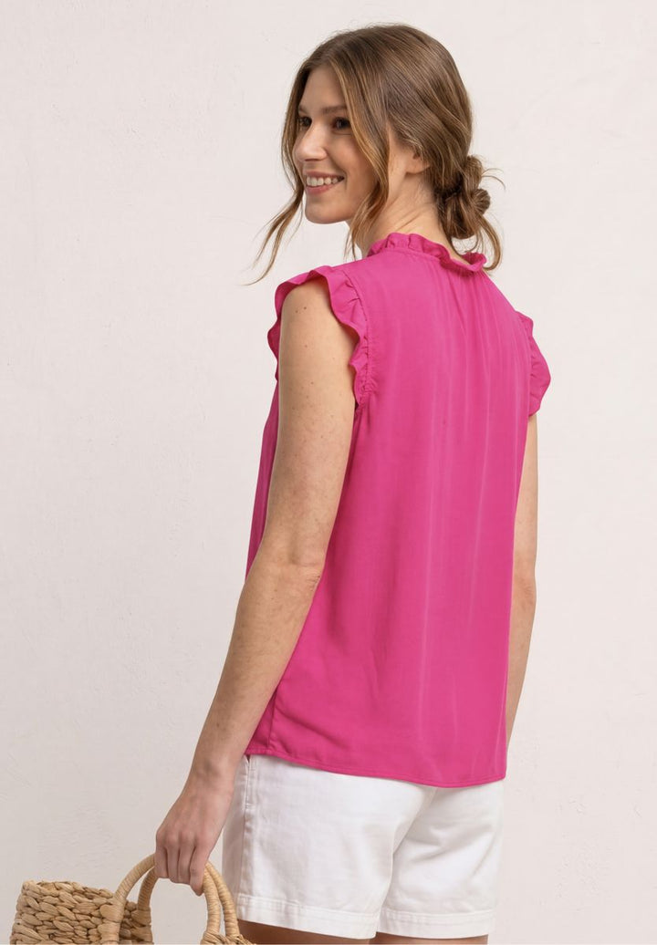 Blusentop mit Split Neck und Rüschen