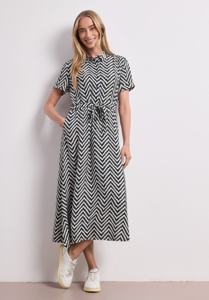 Midi-Kleid mit Zick-Zack-Muster