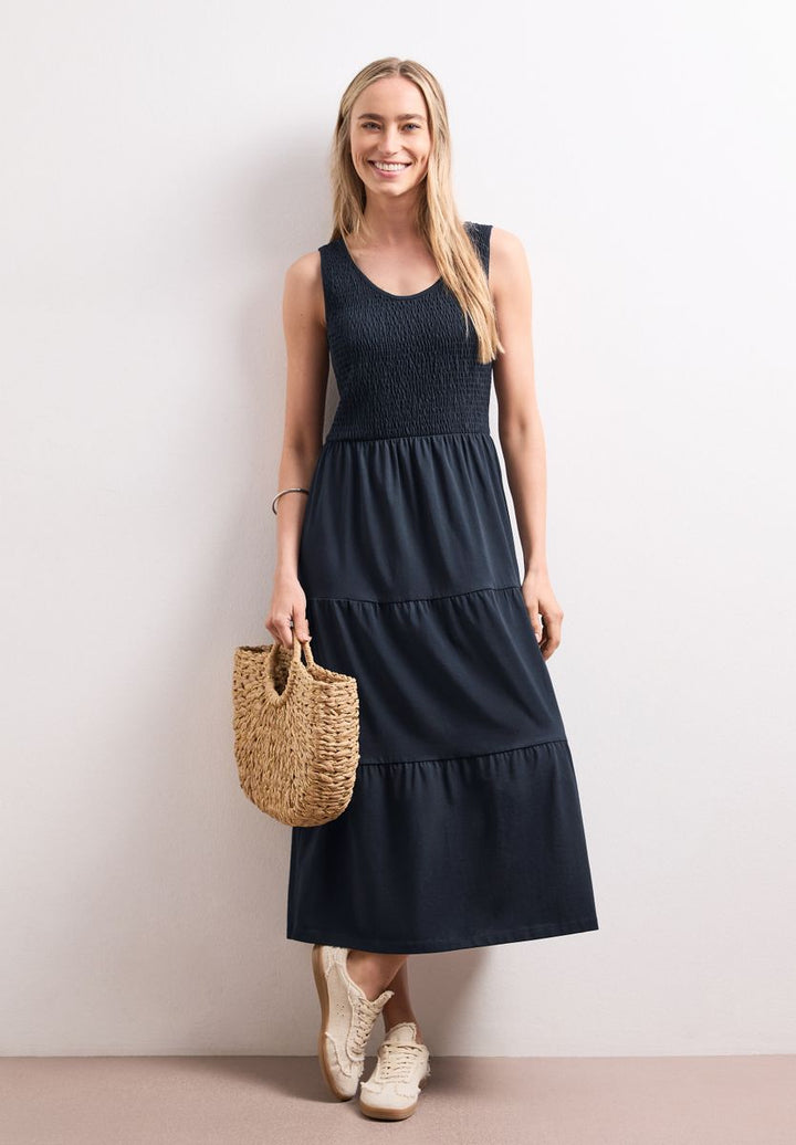 Midi-Kleid mit Smok-Oberteil