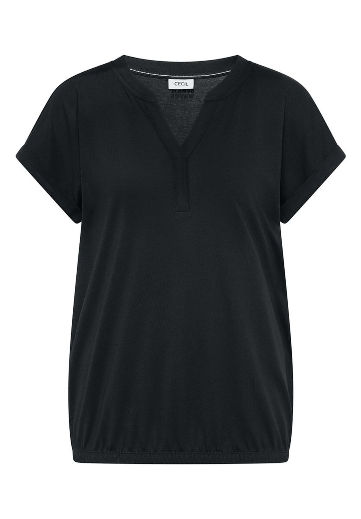 Shirt mit Split Neck im Tunika-Look