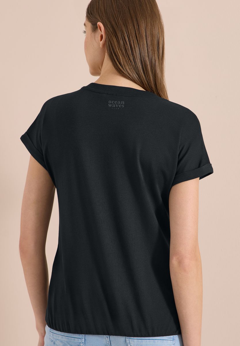 Shirt mit Split Neck im Tunika-Look