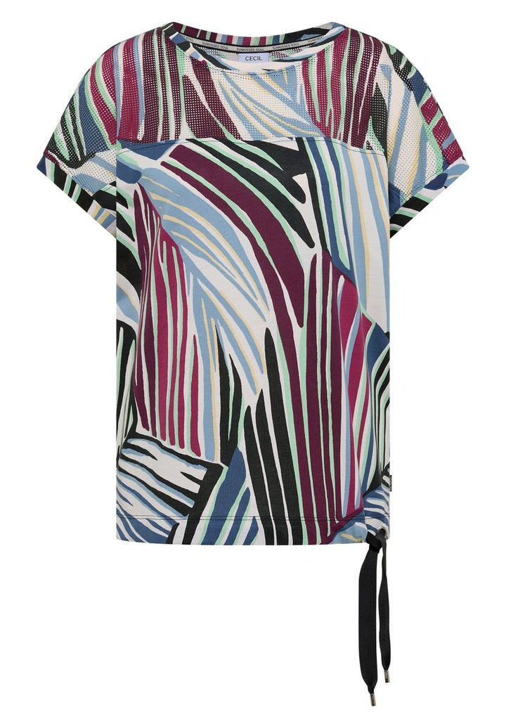 T-Shirt mit Boatneck und Mesh-Einsatz