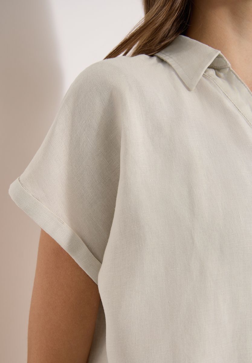Dropped Shoulder Bluse aus Leinen
