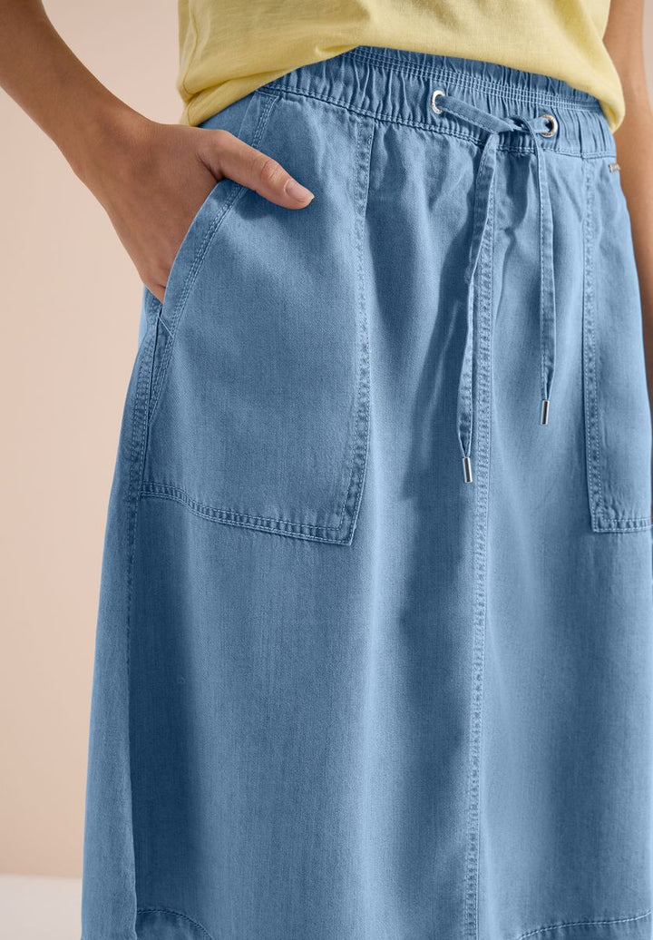 Midi-Rock mit Taschen in Denim-Optik