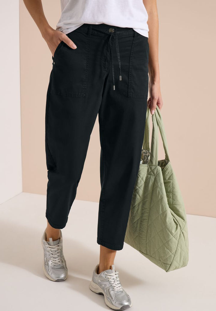 Mid Waist Barrel Leg Hose im Casual Fit