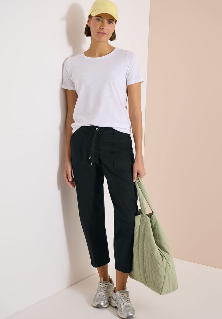 Mid Waist Barrel Leg Hose im Casual Fit