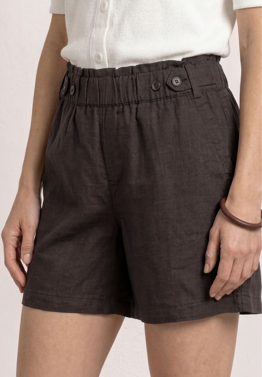 Shorts aus Leinen mit Paperbag-Bund