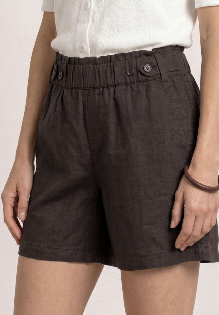 Shorts aus Leinen mit Paperbag-Bund