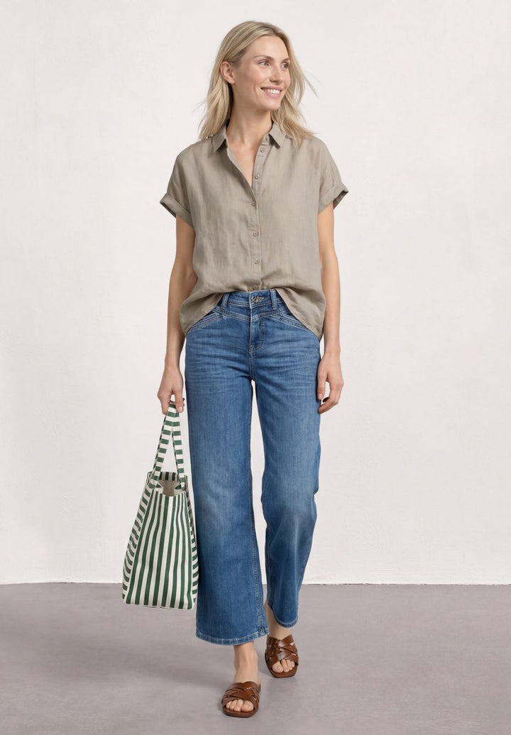 Dropped Shoulder Bluse aus Leinen
