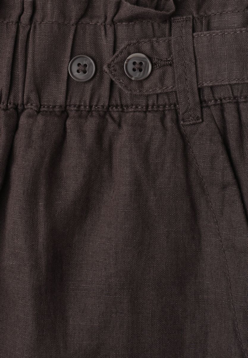 Shorts aus Leinen mit Paperbag-Bund