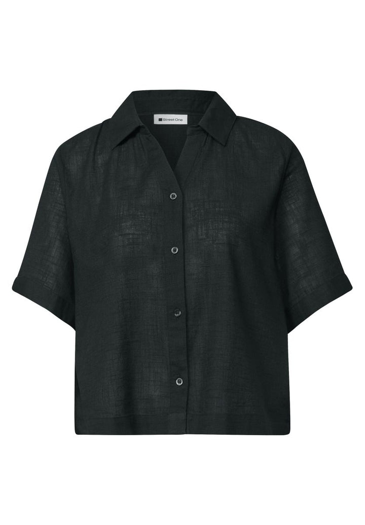 Kurzarm Hemdbluse in Unifarbe