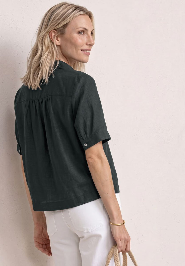 Kurzarm Hemdbluse in Unifarbe