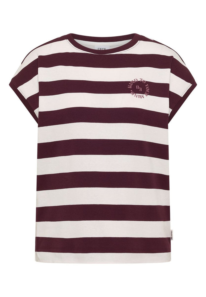 T-Shirt mit Streifen und Printdetail