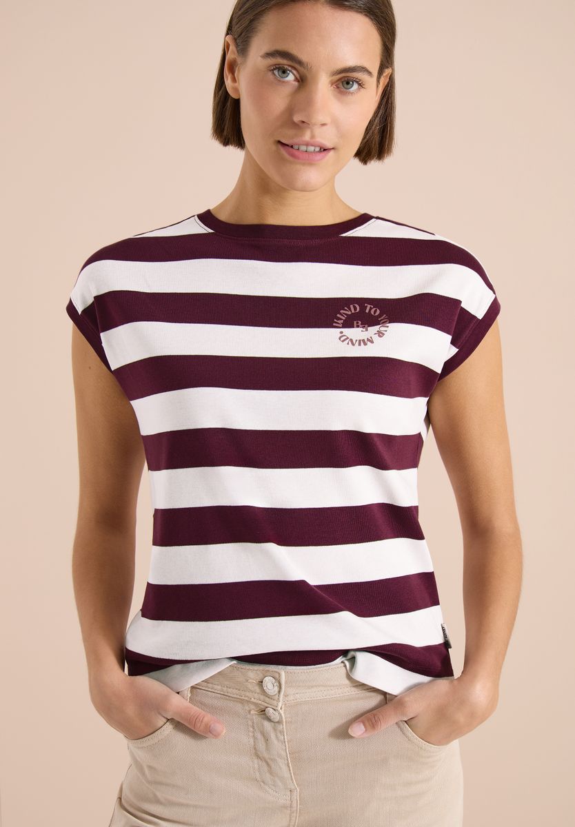 T-Shirt mit Streifen und Printdetail