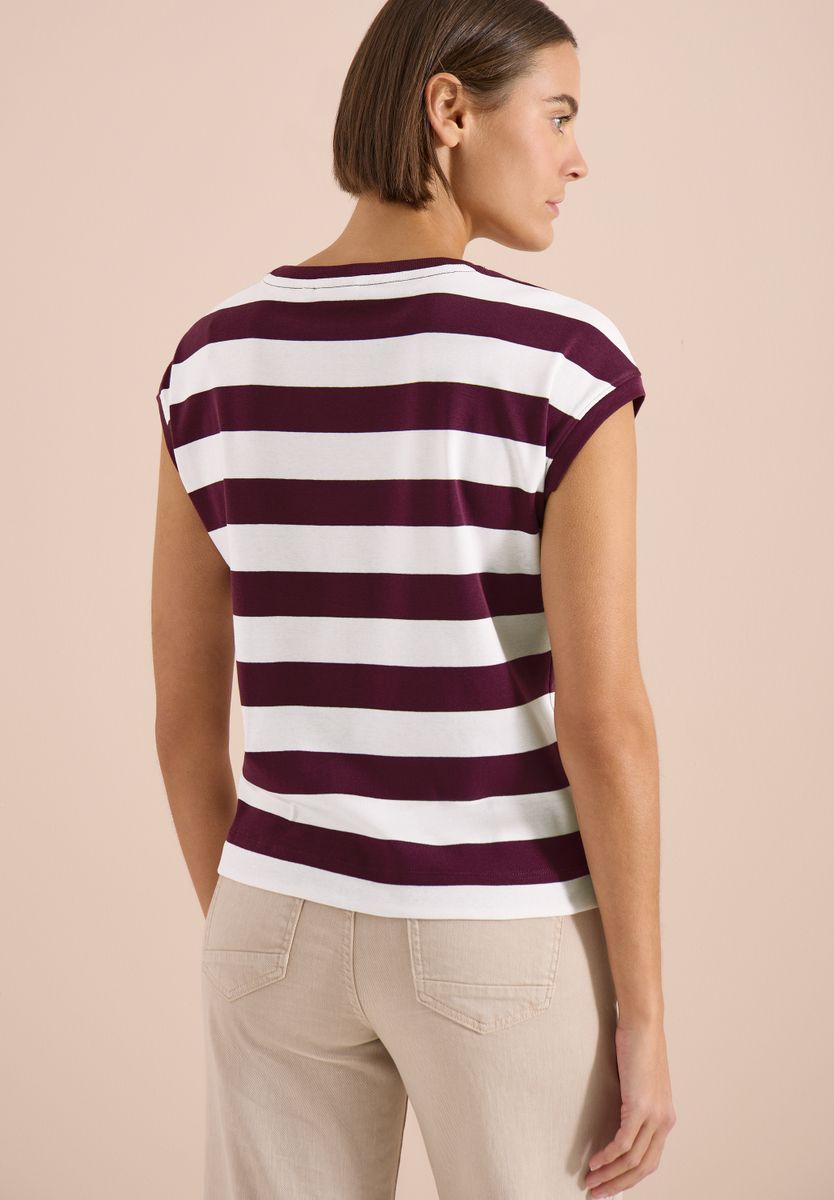 T-Shirt mit Streifen und Printdetail