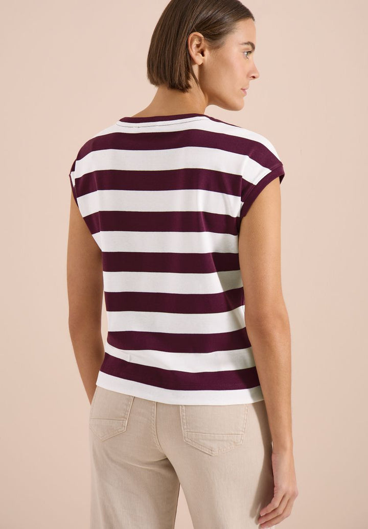 T-Shirt mit Streifen und Printdetail