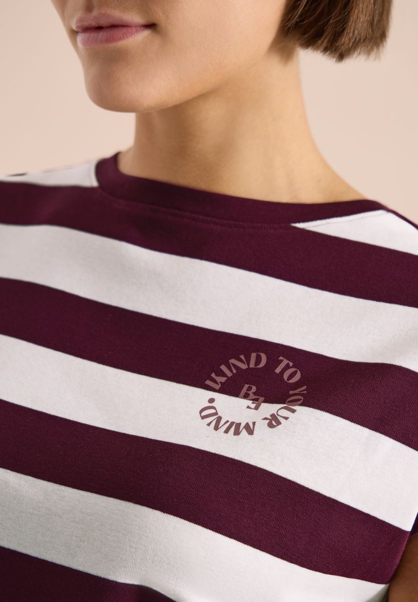 T-Shirt mit Streifen und Printdetail