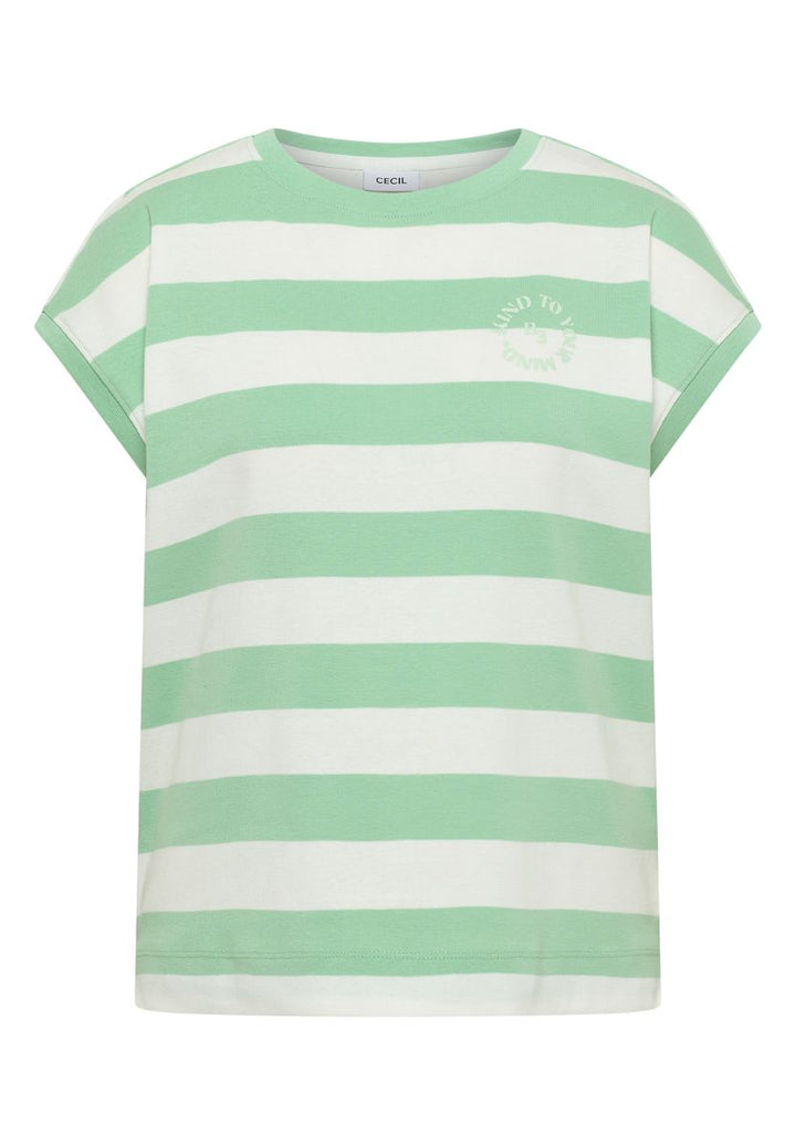 T-Shirt mit Streifen und Printdetail