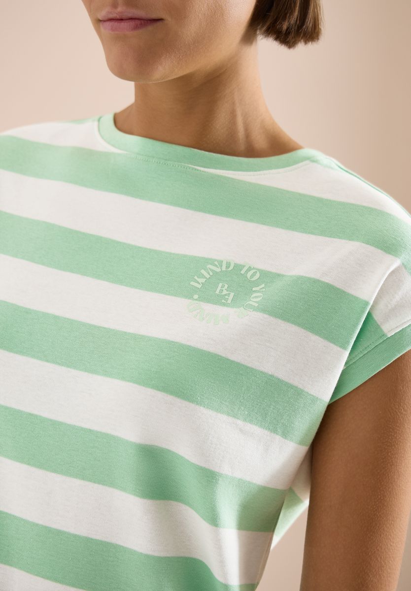 T-Shirt mit Streifen und Printdetail