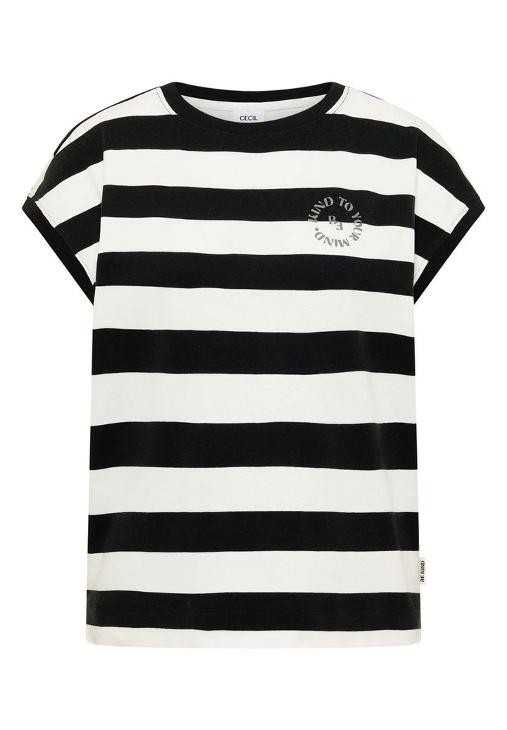 T-Shirt mit Streifen und Printdetail