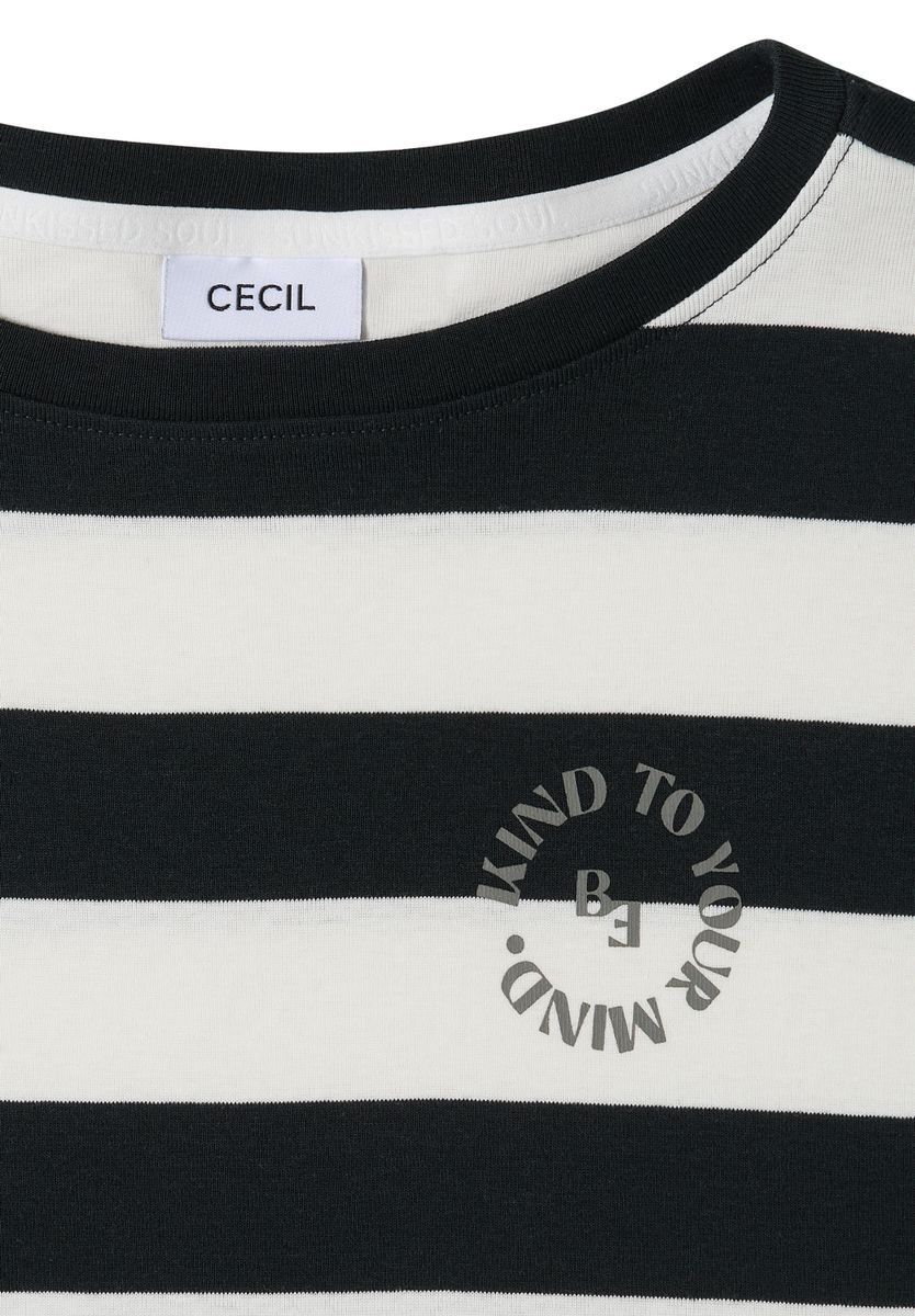 T-Shirt mit Streifen und Printdetail