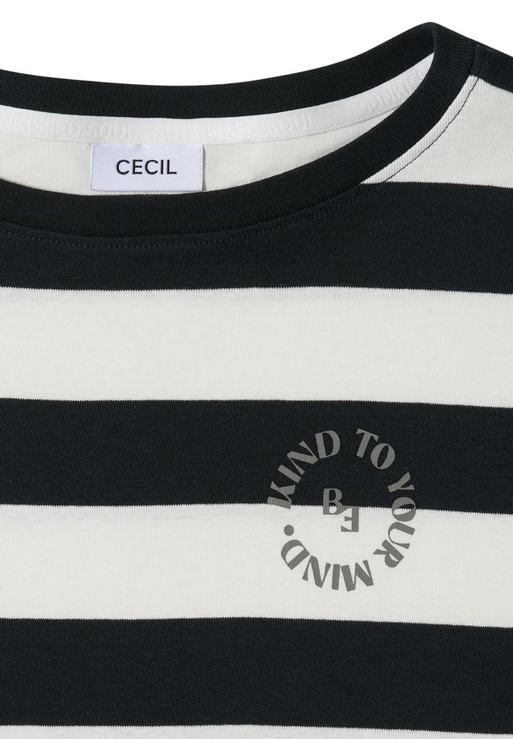 T-Shirt mit Streifen und Printdetail