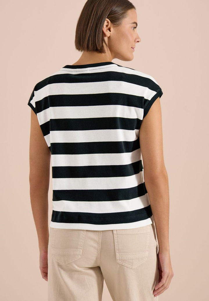 T-Shirt mit Streifen und Printdetail