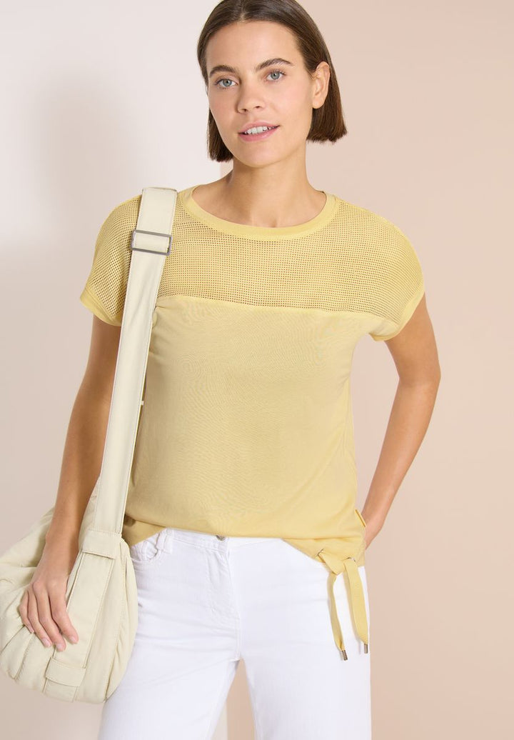T-Shirt mit Boatneck und Mesh-Einsatz