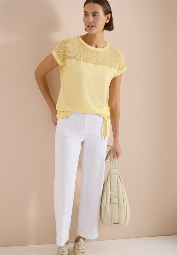 T-Shirt mit Boatneck und Mesh-Einsatz