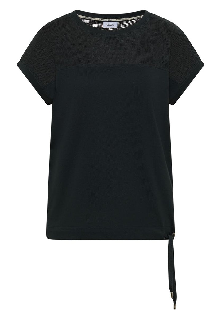 T-Shirt mit Boatneck und Mesh-Einsatz