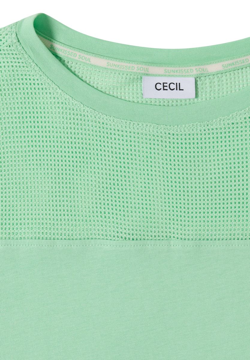 T-Shirt mit Boatneck und Mesh-Einsatz