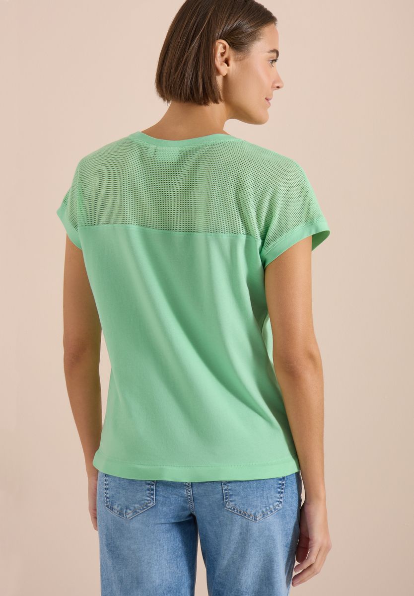 T-Shirt mit Boatneck und Mesh-Einsatz