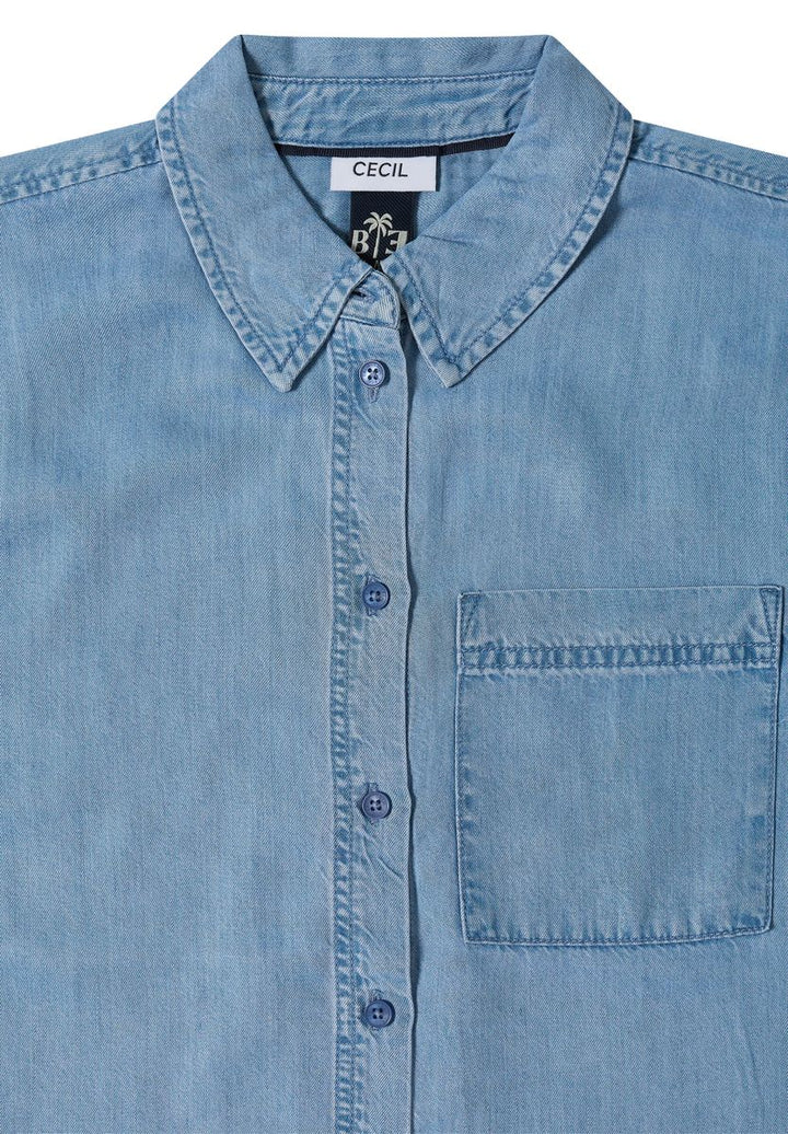 Kurzarm Hemdbluse im Denim-Look