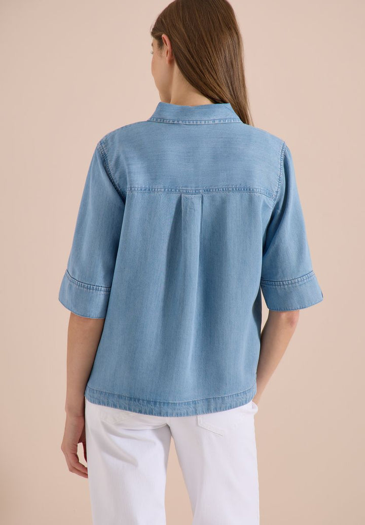Kurzarm Hemdbluse im Denim-Look