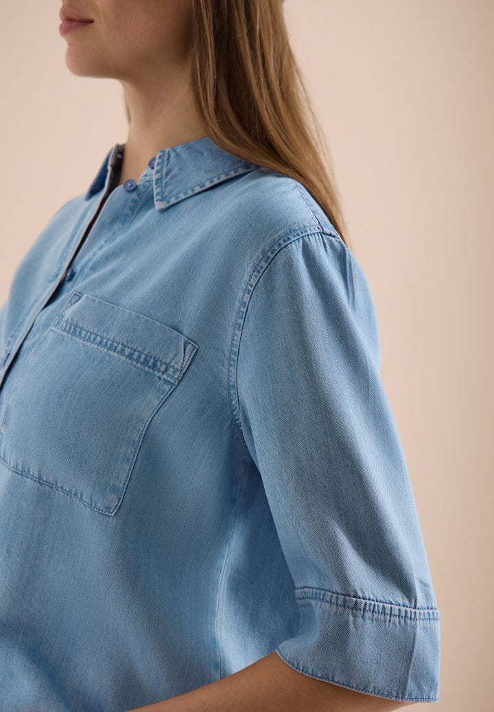 Kurzarm Hemdbluse im Denim-Look