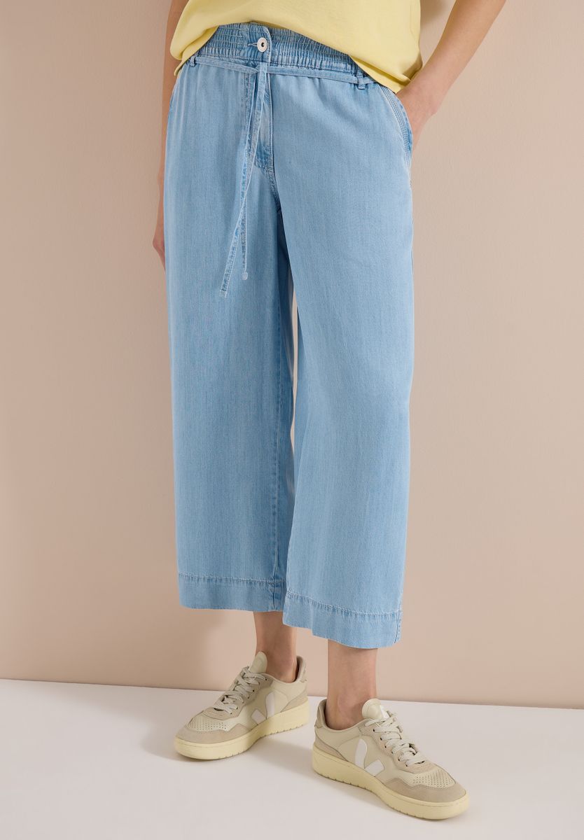High Waist Wide Leg Hose im Washed-Look