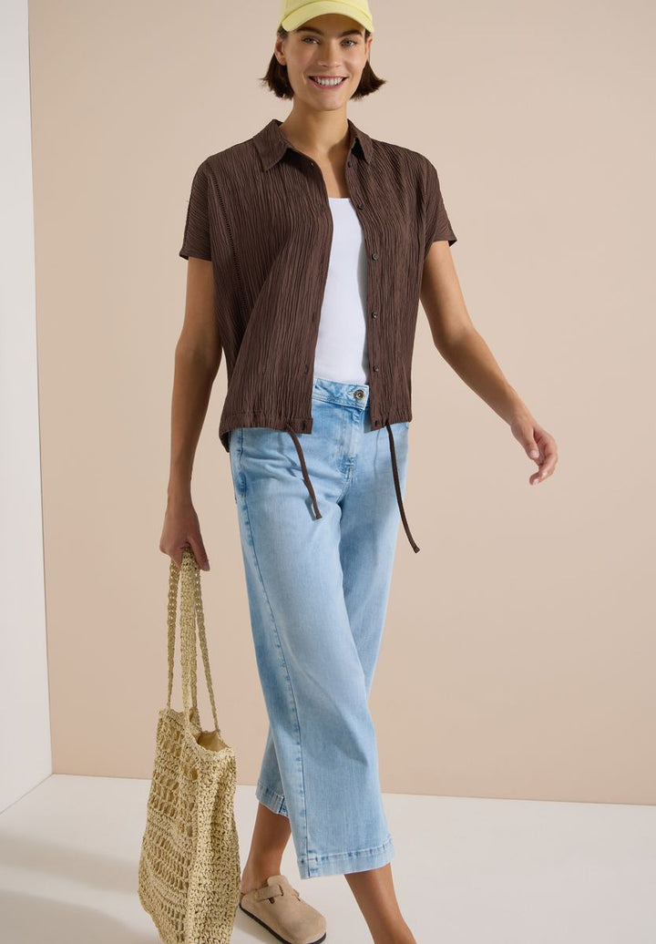 Dropped Shoulder Hemdbluse in Unifarbe