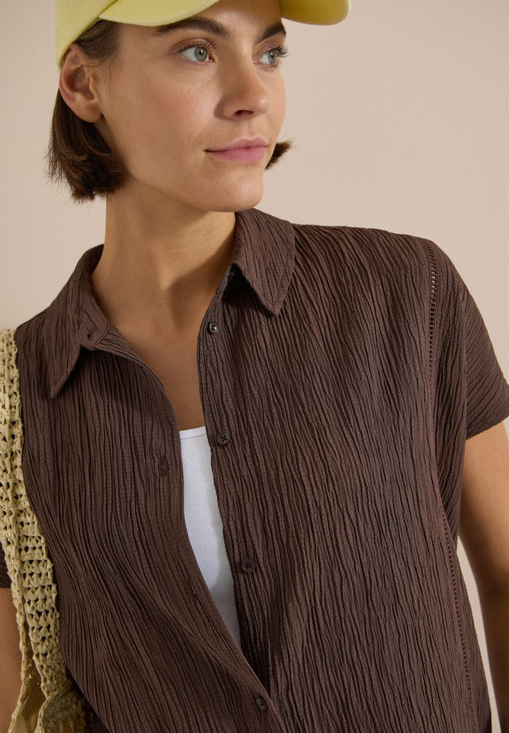 Dropped Shoulder Hemdbluse in Unifarbe