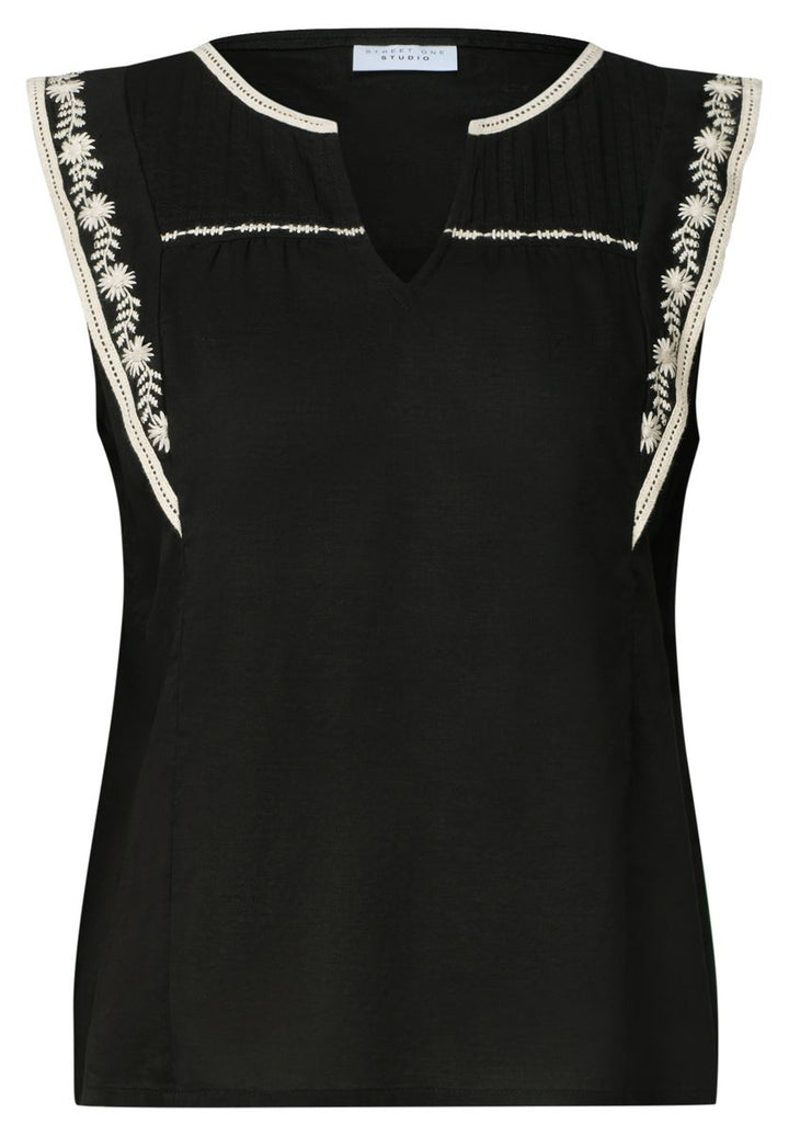 Blusentop mit Split Neck und Embroidery