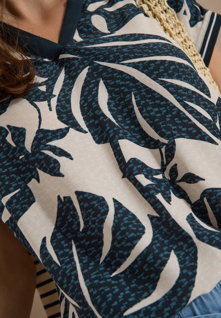 Bluse mit Split Neck und Printmix
