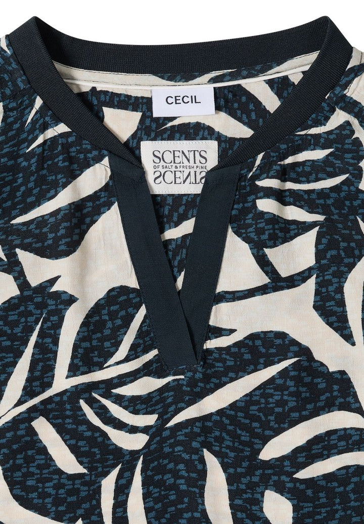 Bluse mit Split Neck und Printmix