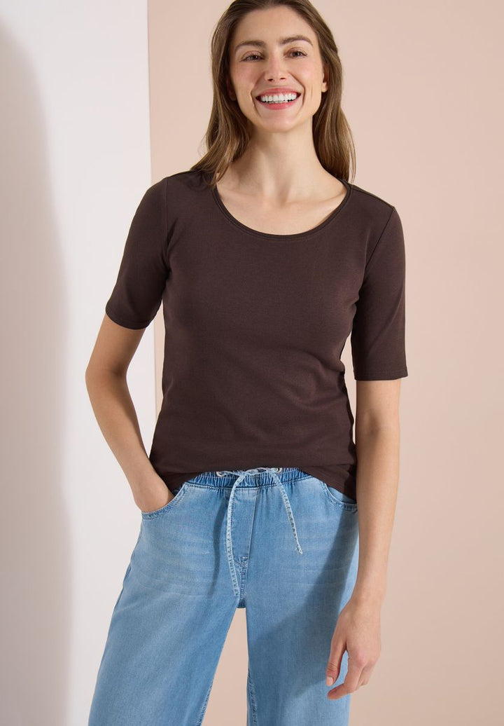 Basic T-Shirt mit Rundhals in Unifarbe