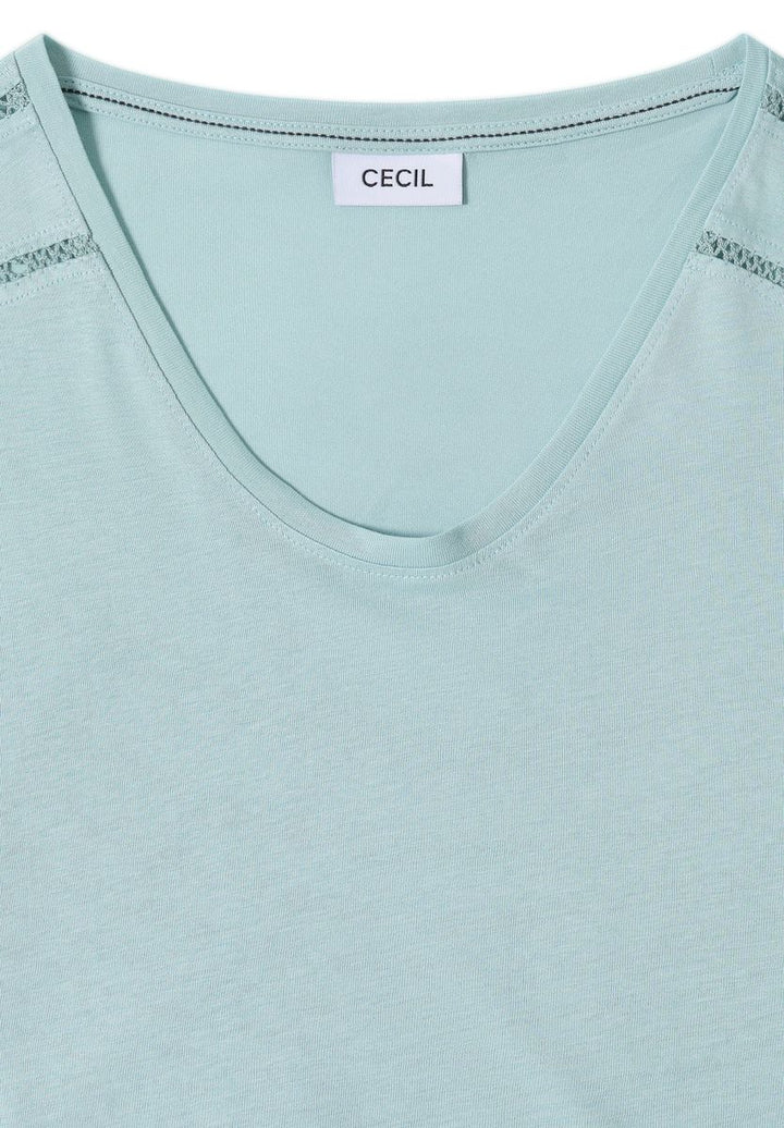 T-Shirt mit V-Neck und Spitzendetail